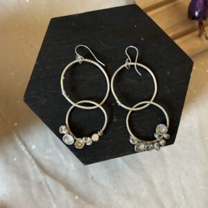 silver textured hoops